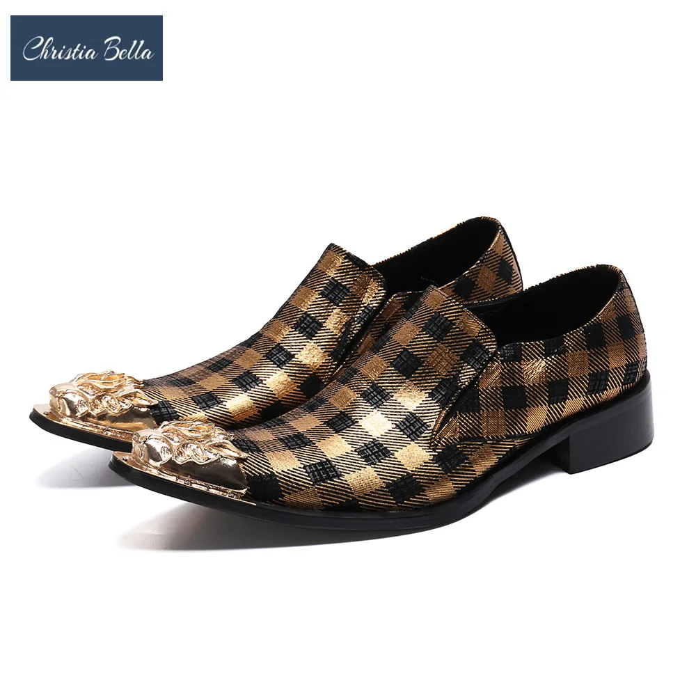 Christia Bella British Gingham Men Formal Business Shoes Gold Pointed Toe Wedding Dress Shoes Male Real Leather Brogue Shoes
Christia Bella British Gingham Men Formal Business Shoes Gold Pointed Toe Wedding Dress Shoes Male Real Leather Brogue Shoes