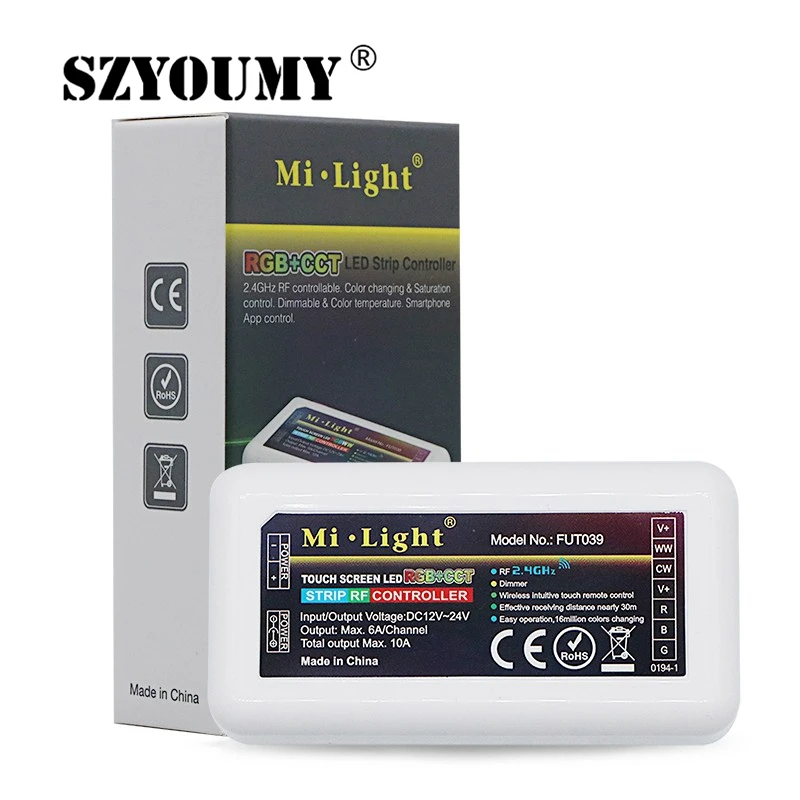 SZYOUMY Wireless Mi Light 2.4G 4-Zone FUT039 Wireless RGB+CCT LED Controller Dimmer for Flexible 5050 RGB CCT Led Strip Light
SZYOUMY Wireless Mi Light 2.4G 4-Zone FUT039 Wireless RGB+CCT LED Controller Dimmer for Flexible 5050 RGB CCT Led Strip Light