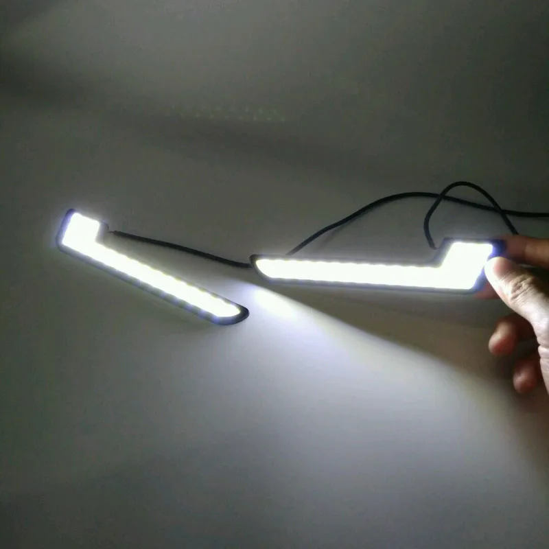 2 шт./лот Новый светодиодный DRL L форма 12 В Белый COB Автомобильные светодиодные