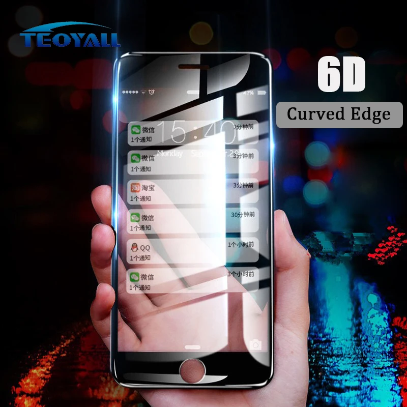Новинка 6D закаленное стекло для iPhone 7 8 Plus Защитная пленка экрана с изогнутыми