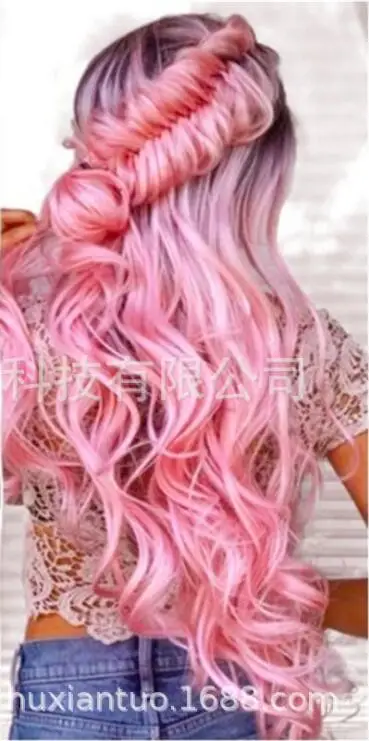 

Fashion 5 Style Black Ombre Long Wave Wigs Centre Parting Pink Loose Curly Wig Full Wig Cosplay Halloween Costume