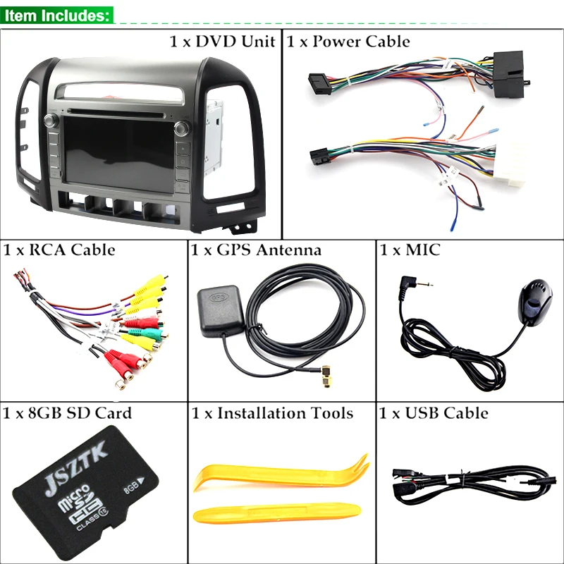 Восьмиядерный 4 Гб ОЗУ Android 8 0 автомобильный dvd-радио GPS Мультимедиа Fit hyundai Santa Fe 2006