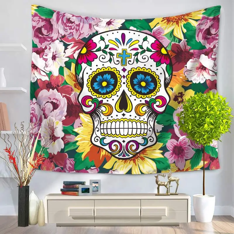 

Indian Mandala Colorful Skull Printed Wall Hanging Tapestry Beach Throw Towel Hippie Bedspread Gypsy Yoga Mat Blanket Tippet