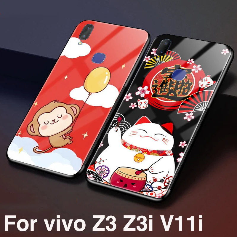 6 3 "для vivo Z3 Z3i V11i чехол Lucky cat мультяшный из закаленного стекла для телефона Z i V11