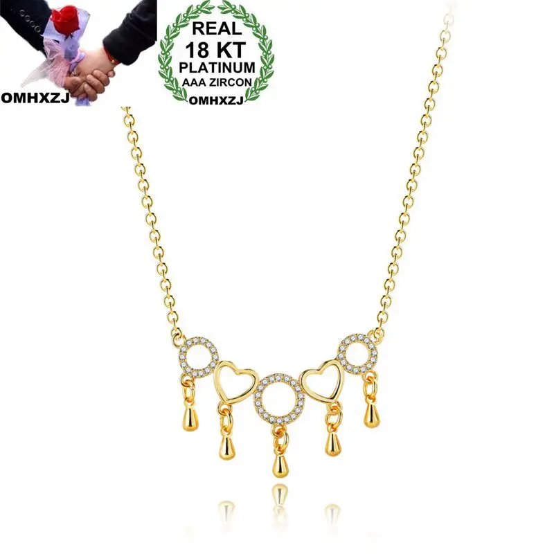 OMHXZJ Wholesale Personality Fashion Woman Girl Party Wedding Gift Gold Round Heart AAA Zircon 18KT Gold Pendant Necklace NC119
OMHXZJ Wholesale Personality Fashion Woman Girl Party Wedding Gift Gold Round Heart AAA Zircon 18KT Gold Pendant Necklace NC119