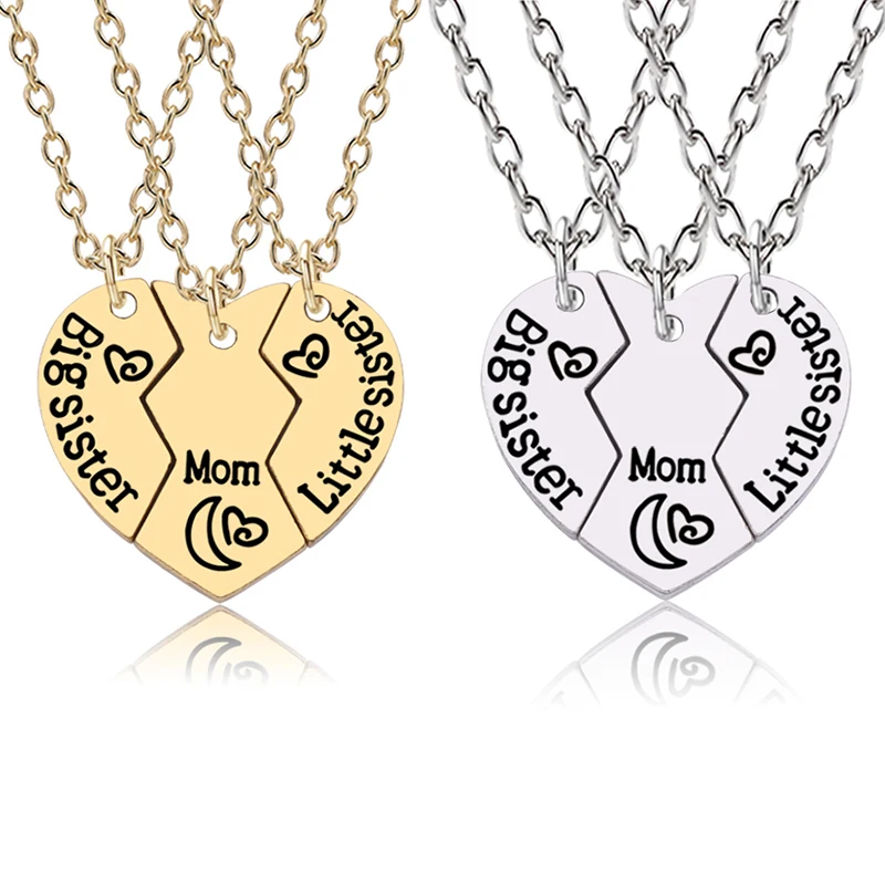 Family Suit Big Sister Little Sister Mom Necklace 3 Pieces / Set Of Boken Heart Pendant Gold Color And Necklace
Family Suit Big Sister Little Sister Mom Necklace 3 Pieces / Set Of Boken Heart Pendant Gold Color And Necklace