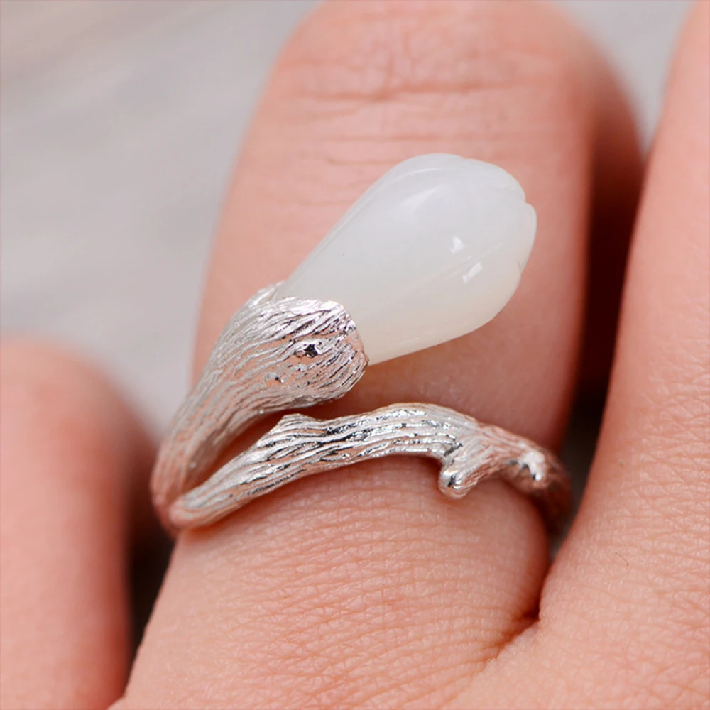 MetJakt Vintage Brushed Ring Solid 925 Sterling Silver Open Ring Inlaid Natural Hetian Jade for Women's Fine Jewelry
MetJakt Vintage Brushed Ring Solid 925 Sterling Silver Open Ring Inlaid Natural Hetian Jade for Women's Fine Jewelry