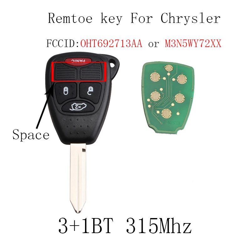 2 шт. * 4 кнопки дистанционный ключ брелок от машины для Dodge Jeep Chrysler 2005 2006 2007 2008 2009 2010
