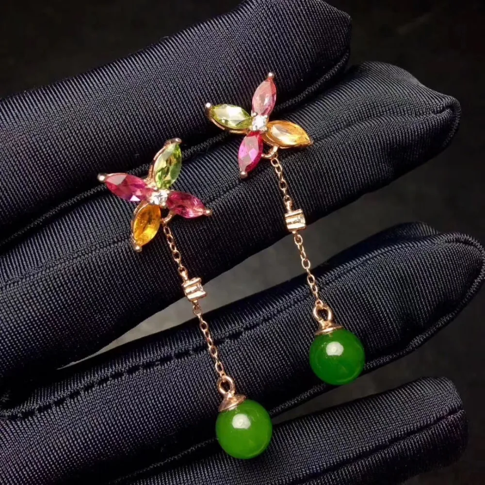 Fashion natural tourmaline drop earrings Natural green jasper earrings Long luxury Lucky Clover 925 silver female party jewelry
Fashion natural tourmaline drop earrings Natural green jasper earrings Long luxury Lucky Clover 925 silver female party jewelry