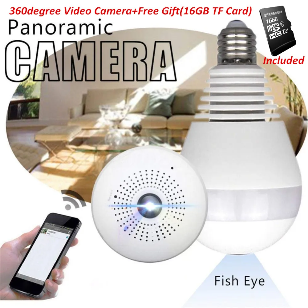 Wireless 360 Degree Video Camera WIFI 1.3MP Light Bulb Kamera Night Vision For Home Security 360 FishEye Panoramic Video Cameras
Wireless 360 Degree Video Camera WIFI 1.3MP Light Bulb Kamera Night Vision For Home Security 360 FishEye Panoramic Video Cameras