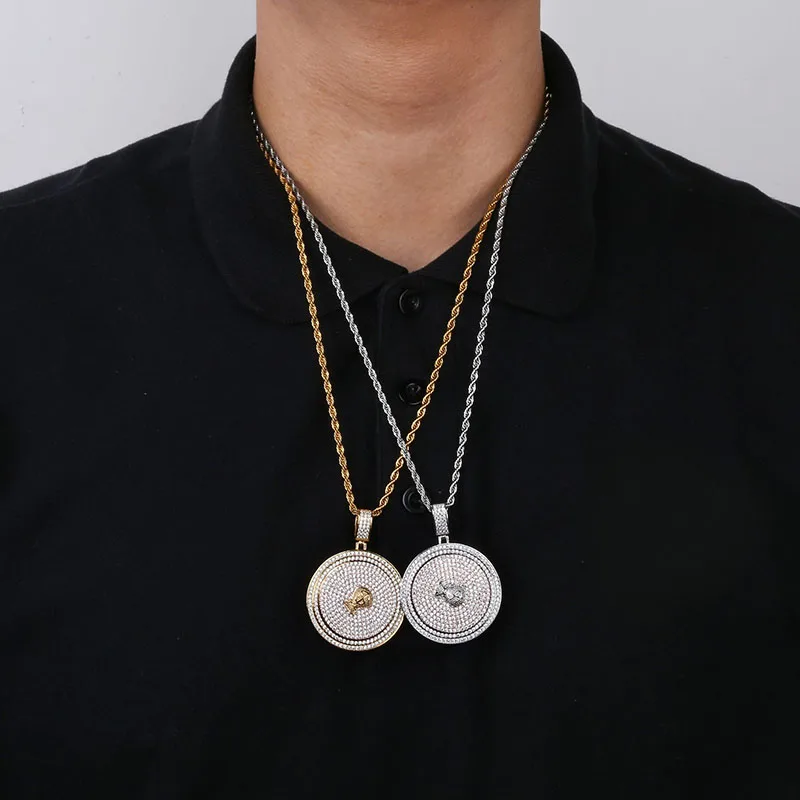 Fashion personality dollar sign money bag rotating disc pendant Micro setting zircon hiphop necklace
Fashion personality dollar sign money bag rotating disc pendant Micro setting zircon hiphop necklace