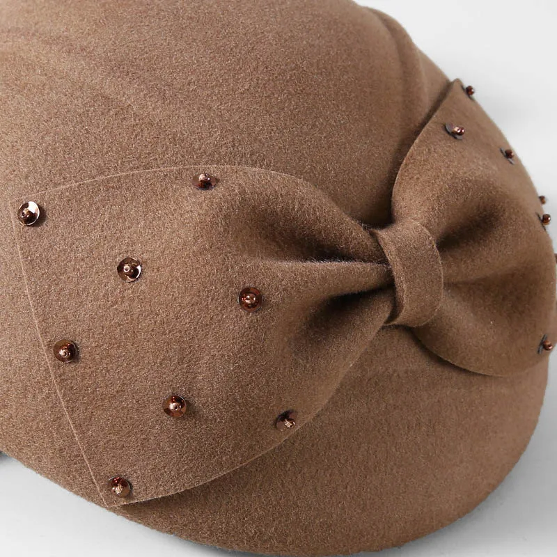 Fibonacci Hat Elegant Female Berets Wool Felt Cap Bow Sequin Embellishment Beret Hats for Women Church Dinner Formal Fedoras
Fibonacci Hat Elegant Female Berets Wool Felt Cap Bow Sequin Embellishment Beret Hats for Women Church Dinner Formal Fedoras