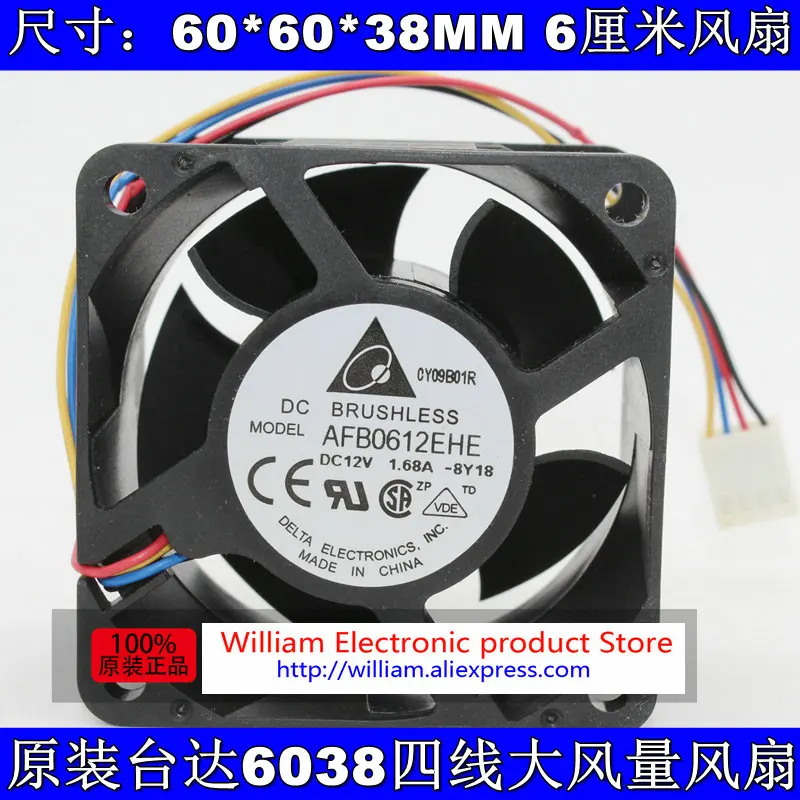 Origianl Delta AFB0612EHE DC12V 1.68A 60*60*38MM 6CM PWM Computer Server cooling fan
Origianl Delta AFB0612EHE DC12V 1.68A 60*60*38MM 6CM PWM Computer Server cooling fan