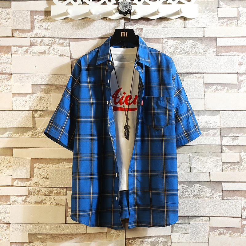 Men Summer Shirts Plaid Casual Shirts New Male Short Sleeve Loose Shirts Men Cotton Large Size Leisure Outwear Shirts Size 5XL
Men Summer Shirts Plaid Casual Shirts New Male Short Sleeve Loose Shirts Men Cotton Large Size Leisure Outwear Shirts Size 5XL