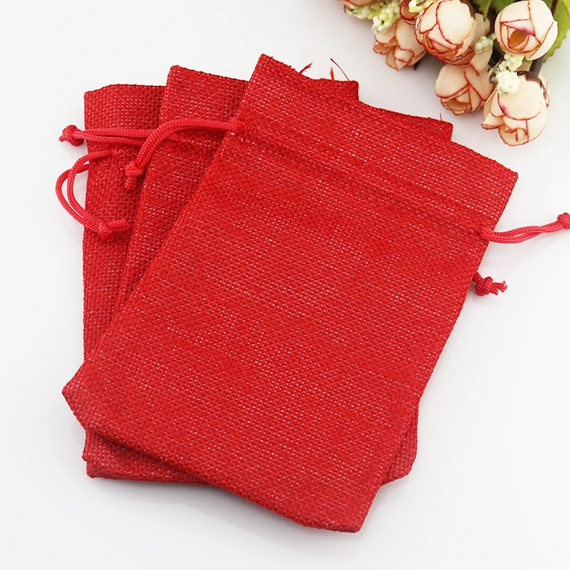 7*9cm 50pcs Plain red linen jute bag drawstring jewelry package bag small gift bag cute Wedding packaging bag
7*9cm 50pcs Plain red linen jute bag drawstring jewelry package bag small gift bag cute Wedding packaging bag