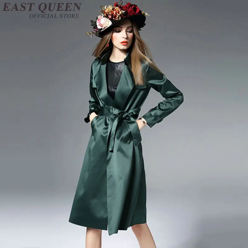 Long outwear elegant clothes for women casual autumn trench coat turn-down collar with belt skirt slim DD337 F | Женская одежда