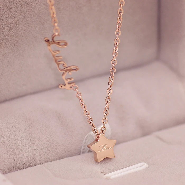 YUN RUO Fashion Brand Woman Jewelry Rose Gold Color Elegant Lucky Star Pendant Necklace 316 L Stainless Steel Bijoux Femme Gift
YUN RUO Fashion Brand Woman Jewelry Rose Gold Color Elegant Lucky Star Pendant Necklace 316 L Stainless Steel Bijoux Femme Gift