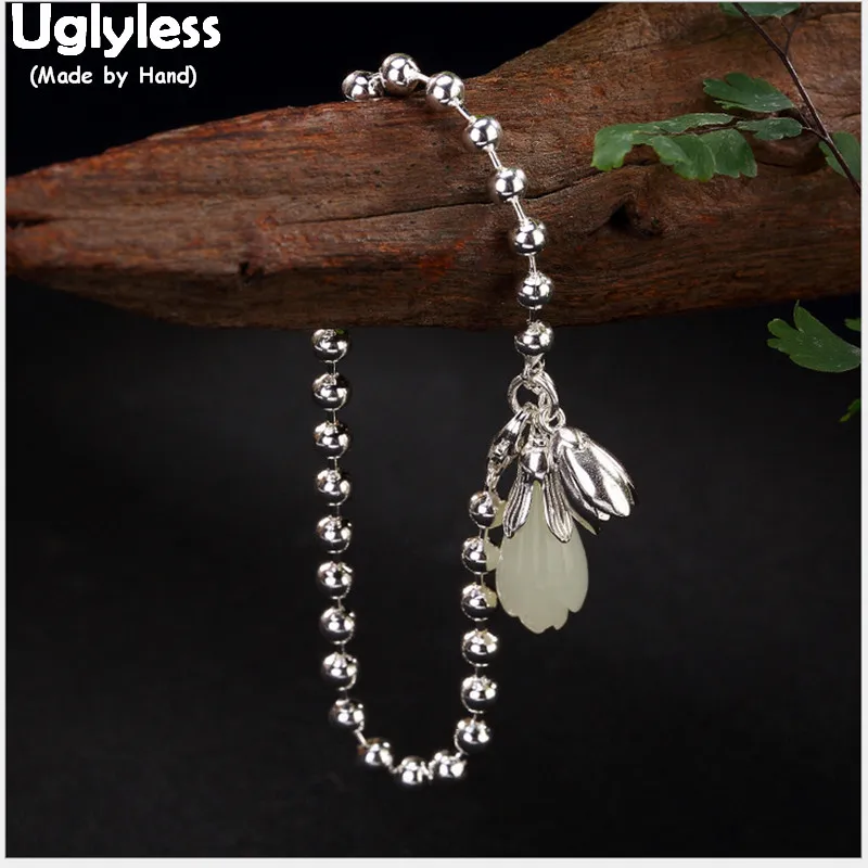 Uglyless Real 925 Sterling Silver Bracelet Natural White Jade Magnolia Women Bracelets Lovely Beading Charms Jewelry Fine Bijoux
Uglyless Real 925 Sterling Silver Bracelet Natural White Jade Magnolia Women Bracelets Lovely Beading Charms Jewelry Fine Bijoux