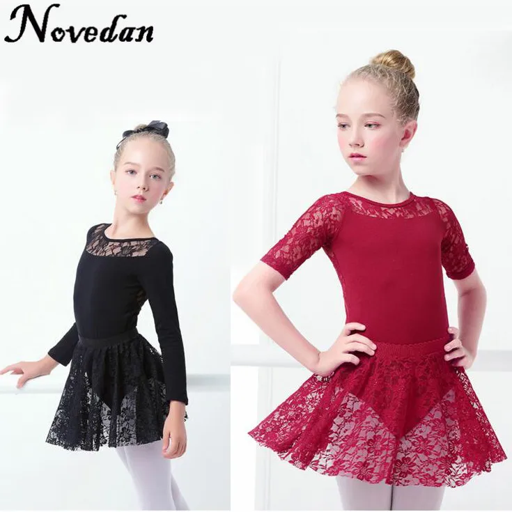 

Детское кружевное балетное платье для девочек, черное гимнастическое трико, хлопковое Сетчатое балетное трико для танцев, одежда для детей