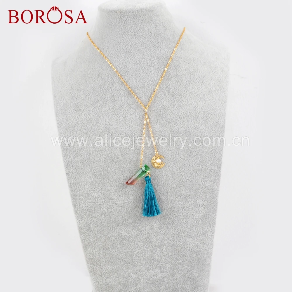 BOROSA 5/10pcs Healing Crystal Point Tassel Necklace for Women Rainbow Crystal Point & Tassel Pendant Necklace Jewelry HD0010
BOROSA 5/10pcs Healing Crystal Point Tassel Necklace for Women Rainbow Crystal Point & Tassel Pendant Necklace Jewelry HD0010