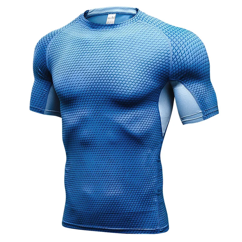 Мужские компрессионные футболки с 3D-принтом короткими рукавами для фитнеса