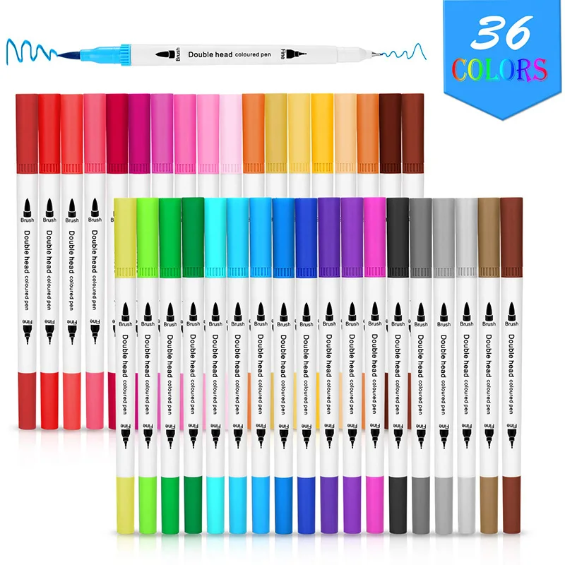 Drawing Marker Watercolor Dual Brush Pen Tip Art Supplies Calligraphy Comic Anime Sets | Канцтовары для офиса и дома
