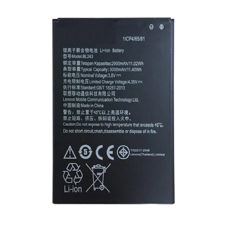100% Оригинальный резервный аккумулятор antirr 2900 мАч BL243 для lenovo K3 Note мобильный