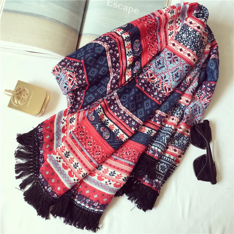 2016 New Bohemia Style Flower Tassel Scarf Cotton Floral Geometry Scarf Muslim Wrap Shawls Hijab Muffler Free Shipping
2016 New Bohemia Style Flower Tassel Scarf Cotton Floral Geometry Scarf Muslim Wrap Shawls Hijab Muffler Free Shipping