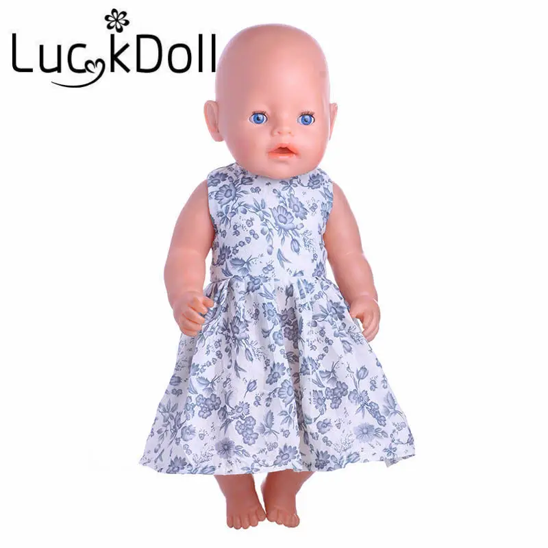Платье LUCKDOLL без рукавов с круглой шеей для кукол размером 43 см или 18 дюймов