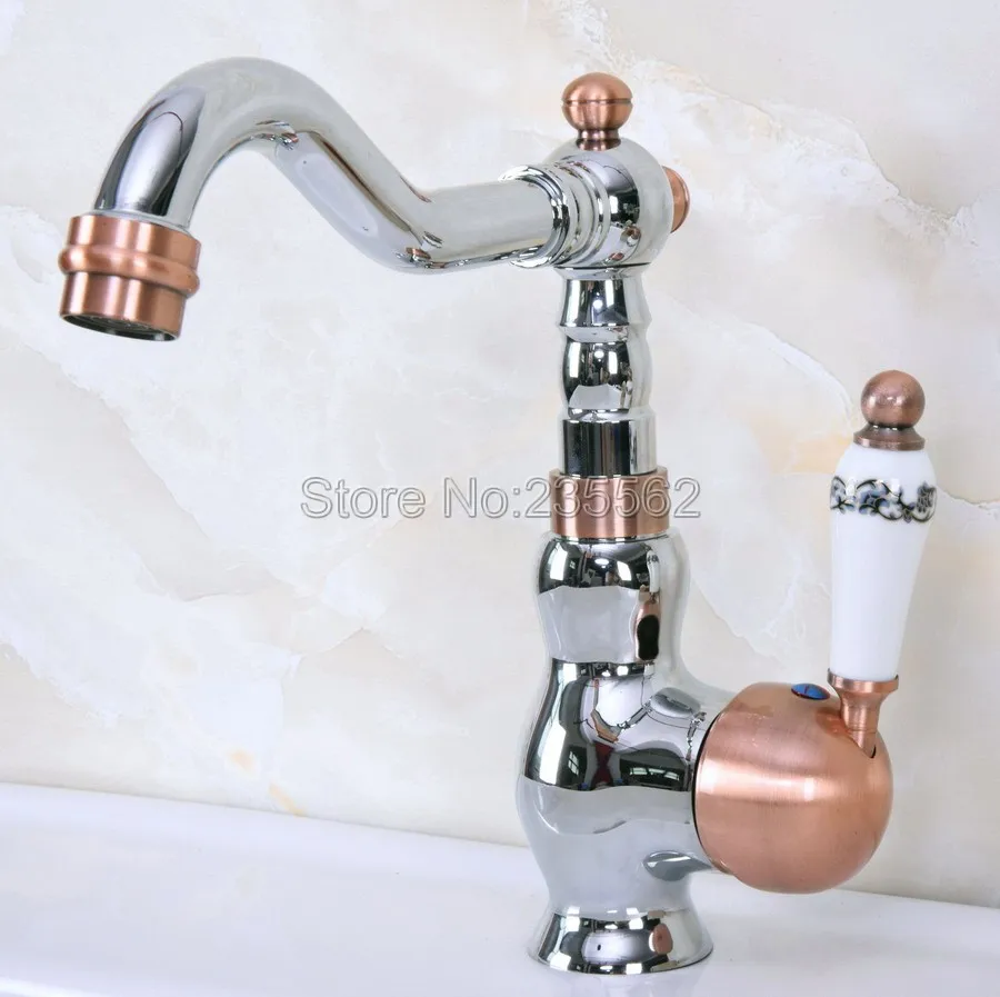 Chrome & Red Copper Single Handle Bathroom Faucet Basin Mixer Hot And Cold Faucet Swivel Deck Mounted Sink Vanity Faucet Lnf912
Chrome & Red Copper Single Handle Bathroom Faucet Basin Mixer Hot And Cold Faucet Swivel Deck Mounted Sink Vanity Faucet Lnf912