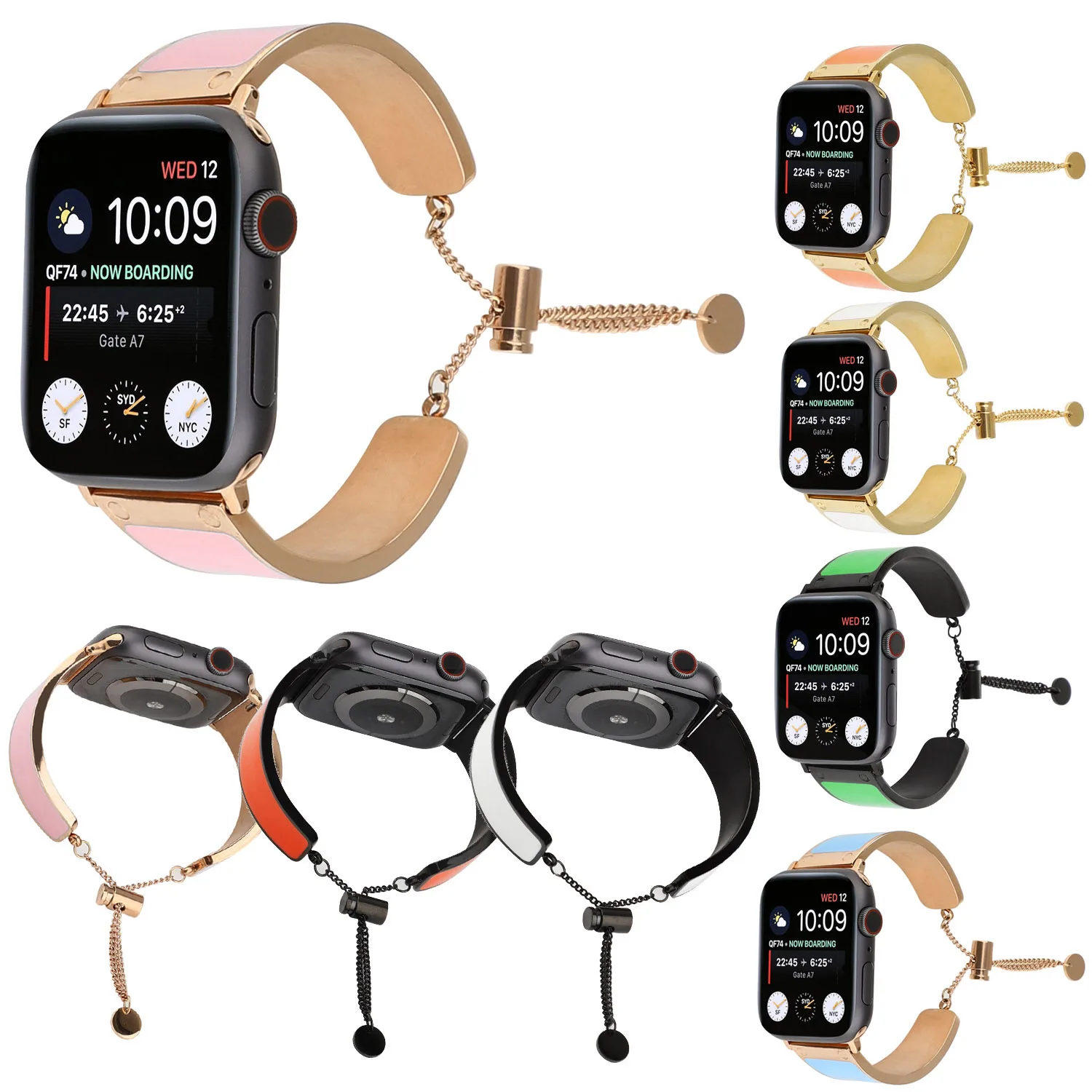 Ремешок для часов из нержавеющей стали Apple Watch Band 40/44 мм 38/42 цветной сменный