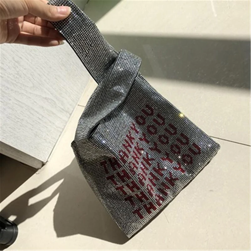 Luxury Rhinestones Shopping Bag Handbag With English Letters THANK YOU Women Shiny Diamante Tote Bags Chic Reusable Grocery Bags
Luxury Rhinestones Shopping Bag Handbag With English Letters THANK YOU Women Shiny Diamante Tote Bags Chic Reusable Grocery Bags