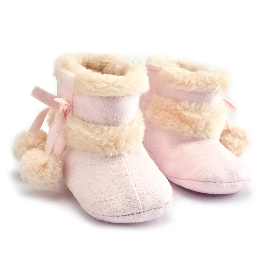 Зимняя Теплая обувь для малышей мальчиков девочек Первые ходунки Двойные шары