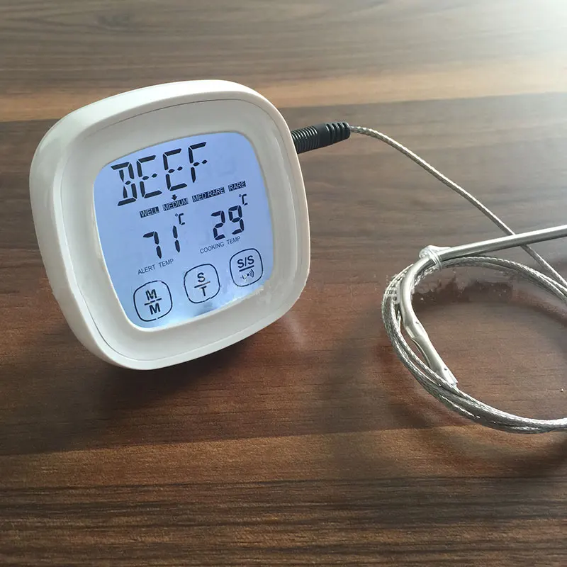 BBQ Grill Smoker Meat Touch Screen Operation Digital Thermometer with Probe Temperature Gauge for Kitchen Oven Food Cooking
BBQ Grill Smoker Meat Touch Screen Operation Digital Thermometer with Probe Temperature Gauge for Kitchen Oven Food Cooking