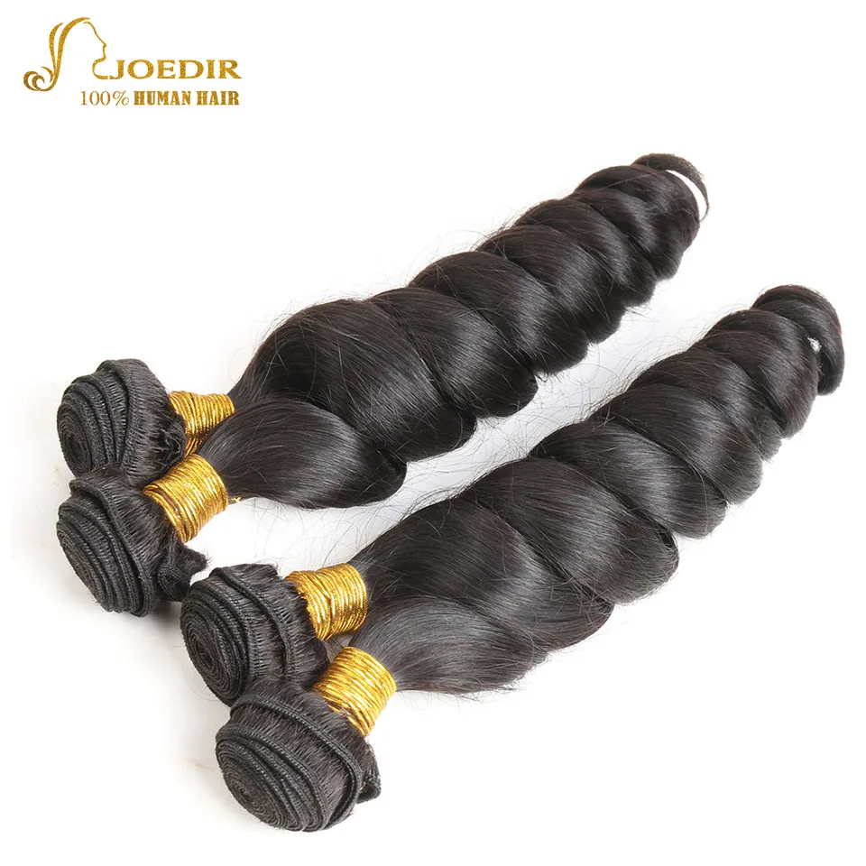 JOEDIR Hair Pre-colored 4 Bundle Deals Malaysian Loose wave Bundles 10 To 26 Inch Human Extension | Шиньоны и парики