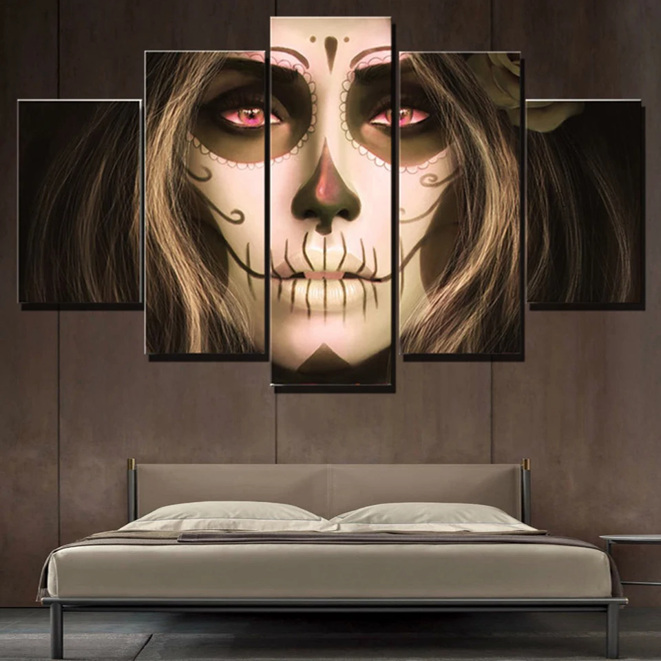 Living Room Wall Art Pictures HD Printed 5 Panel Skull Girl Red Eyes Modern Painting On Canvas Home Decoration Posters Frame
Living Room Wall Art Pictures HD Printed 5 Panel Skull Girl Red Eyes Modern Painting On Canvas Home Decoration Posters Frame