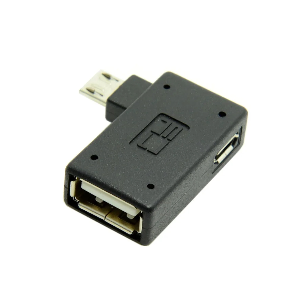 

CY 90 Degree Left Angled Micro USB 2.0 OTG Host Adapter with USB Power for Galaxy S3 S4 S5 Note2 Note3 Cell Phone & Tablet