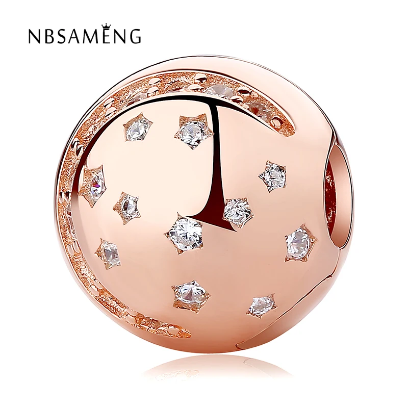 New 925 Sterling Silver Rose Gold Color & Clear CZ Star Round Stopper Clip Fit Bracelets & Bangles DIY Jewelry
New 925 Sterling Silver Rose Gold Color & Clear CZ Star Round Stopper Clip Fit Bracelets & Bangles DIY Jewelry