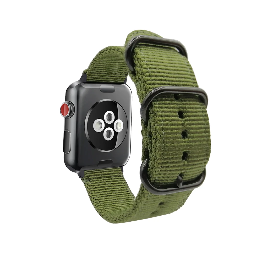 Ремешок для часов iWatch нейлоновый 42 мм 44 Series 4 3 2 1 ремешок Nato Apple Watch 38 40 черный 5