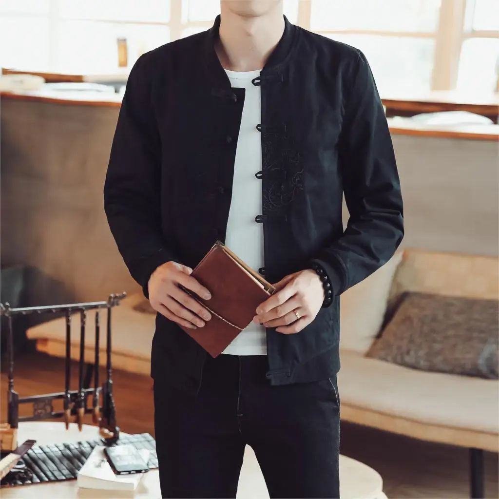 Loldeal Men's O-neck Long Sleeve Stand Collar Chinese Dragon Silk Disk Buckle Embroidery TangJackets
Loldeal Men's O-neck Long Sleeve Stand Collar Chinese Dragon Silk Disk Buckle Embroidery TangJackets