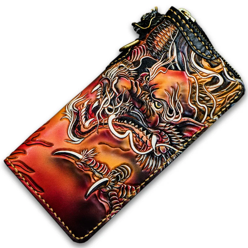 Hand Made Genuine Leather Wallets Carving Dragon Purses Men Long Clutch Vegetable Tanned Leather Wallet Card Holder
Hand Made Genuine Leather Wallets Carving Dragon Purses Men Long Clutch Vegetable Tanned Leather Wallet Card Holder