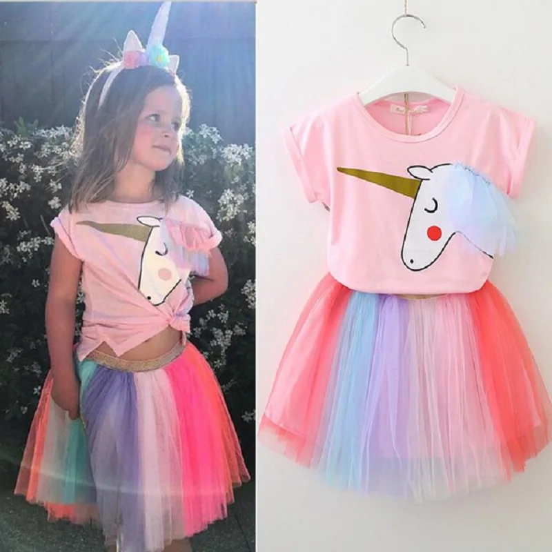 Girl Clothing Sets Cartoon Summer Short-sleeve Girl T-shirt + Mesh Tutu Princess skirt 2pcs sets for Wedding Party Kid Clothes
Girl Clothing Sets Cartoon Summer Short-sleeve Girl T-shirt + Mesh Tutu Princess skirt 2pcs sets for Wedding Party Kid Clothes