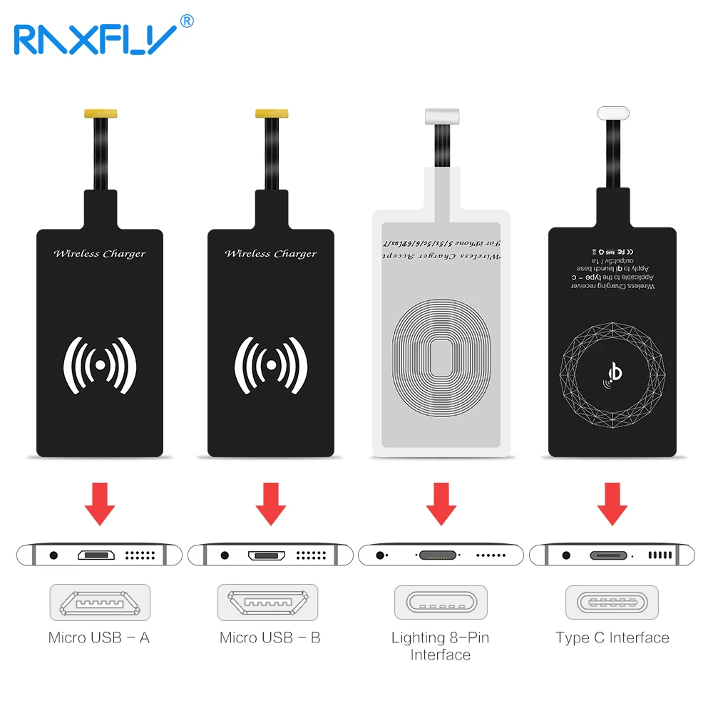 Беспроводной зарядный приемник RAXFLY QI для iPhone 7 6 беспроводное зарядное устройство