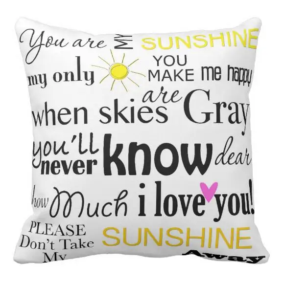 You Are My Sunshine Lyric Cushion Cover You're My Sunshine Sofa Decorative Throw Pillow Case Valentine Anniversary Gift Decor
You Are My Sunshine Lyric Cushion Cover You're My Sunshine Sofa Decorative Throw Pillow Case Valentine Anniversary Gift Decor