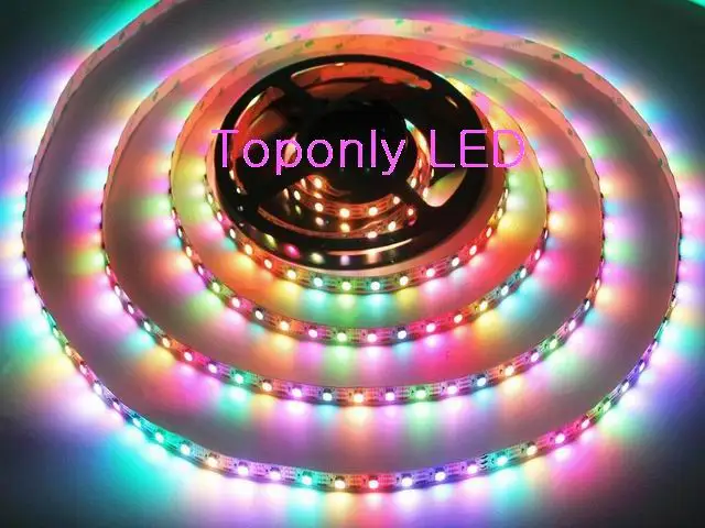 Фото Цифровая гибкая светодиодная лента DC5V 2812IC IP68 Водонепроницаемая SMD5050 RGB 60