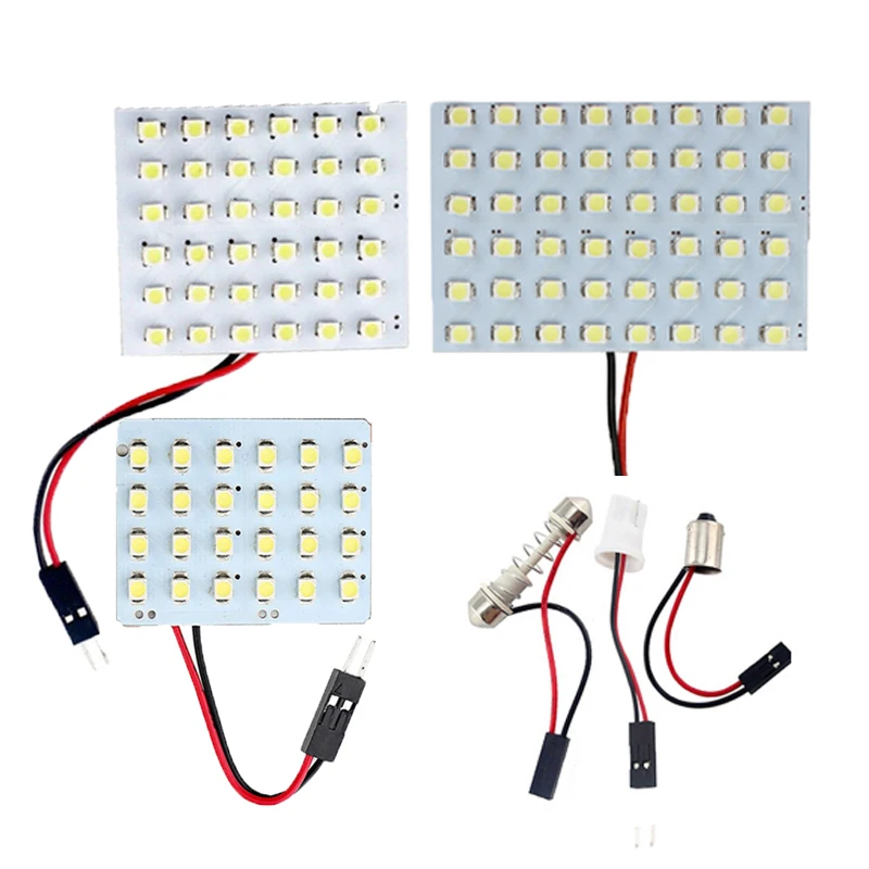 10pcs Car LED Dome Panel Reading Light 12 24 36 48SMD 1210 3528 with T10 Adapter Festoon Base Car Accessories White DC12V
10pcs Car LED Dome Panel Reading Light 12 24 36 48SMD 1210 3528 with T10 Adapter Festoon Base Car Accessories White DC12V