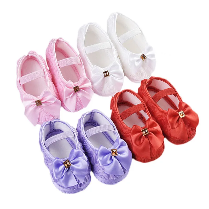 Фото Кружевная детская обувь с бантом для девочек модная новорожденных на лето и