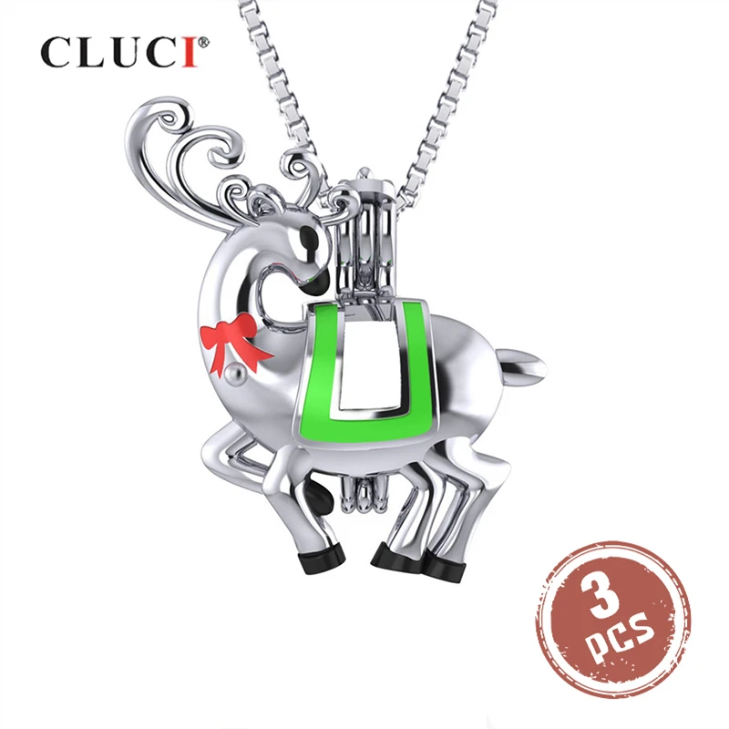 CLUCI 3pcs Silver 925 Sterling Cage Pendant for Pearl Jewelry Making Animal Pendant Women Christmas Reindeer Pendants SC337SB
CLUCI 3pcs Silver 925 Sterling Cage Pendant for Pearl Jewelry Making Animal Pendant Women Christmas Reindeer Pendants SC337SB