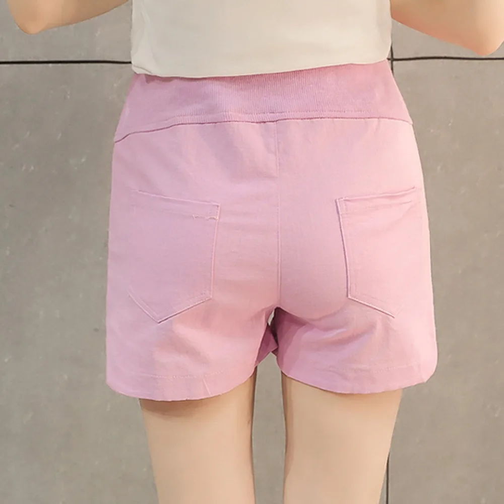Летние хлопковые шорты для беременных Одежда эластичная талия обтягивающие