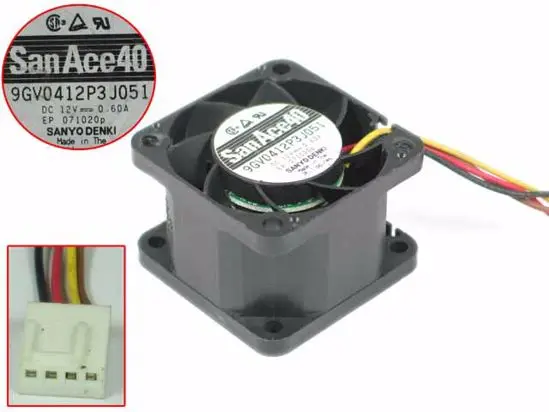 Фото 4-проводной вентилятор охлаждения сервера Sanyo Denki 9GV0412P3J051 DC 12 В 0 60 A 40x40x28 мм |